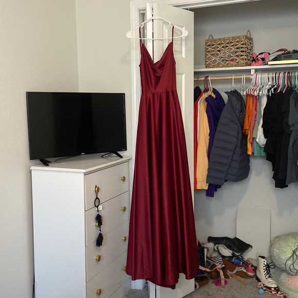 red prom dress, open back - Picture 3 of 8